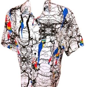 Blacksmith Cotton Blend Button Parrot Shirt